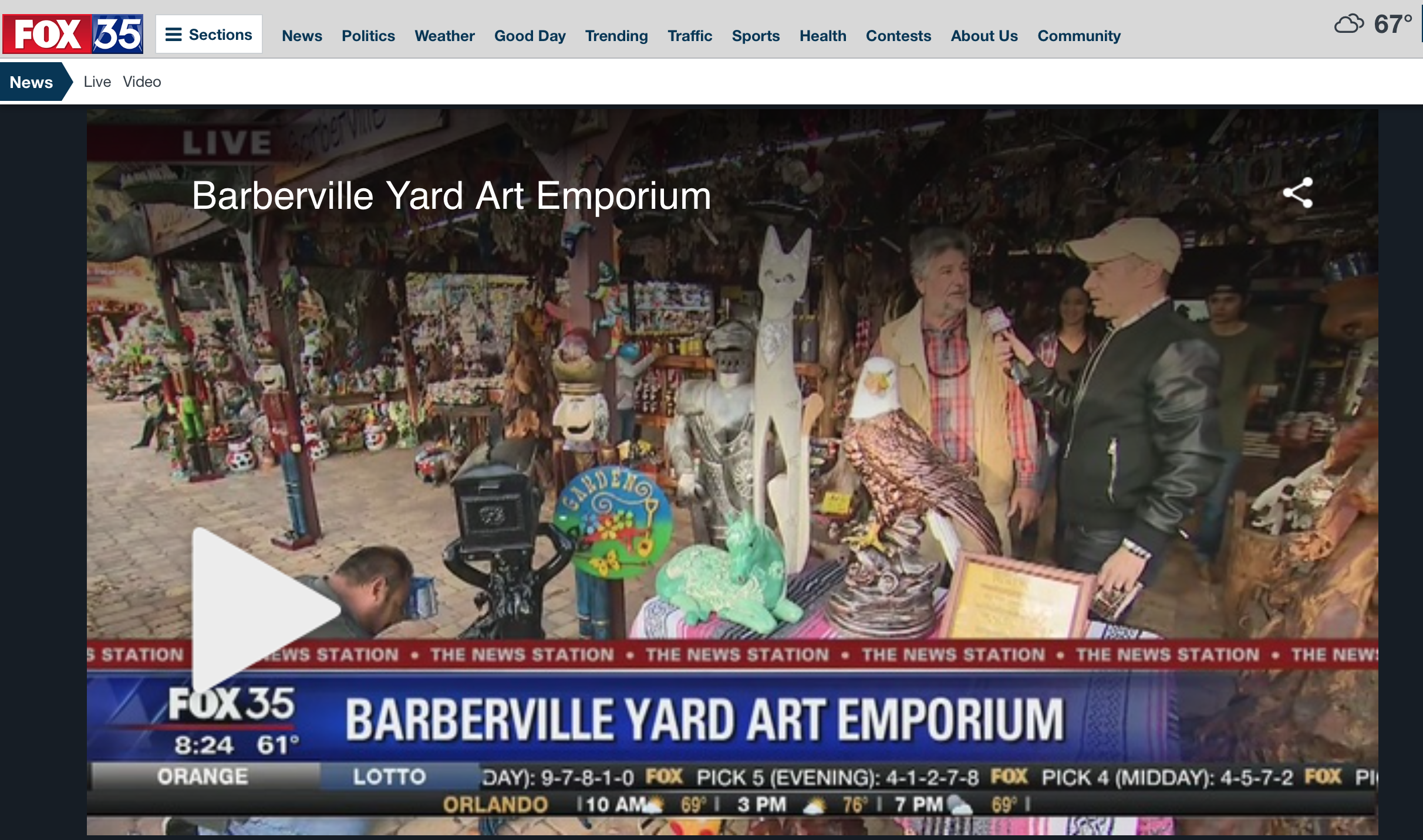 Barberville Yard Art Emporium on Fox News Orlando